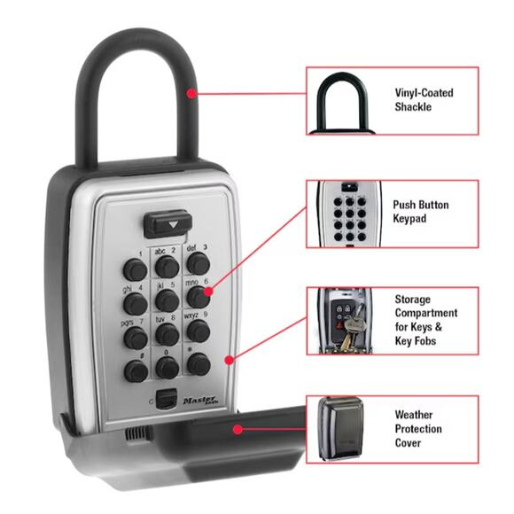 NEW Master Lock Door Knob Handle Combination Push Button Lock Box HEAVY 5422D - Picture 5 of 5